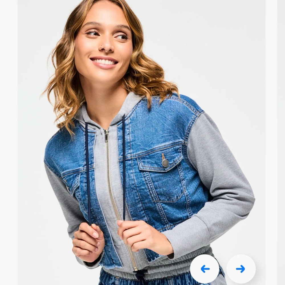 Zumba Fitness Blue and Gray Jean Jacket